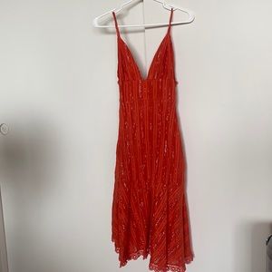Cleobella red-orange strappy midi dress